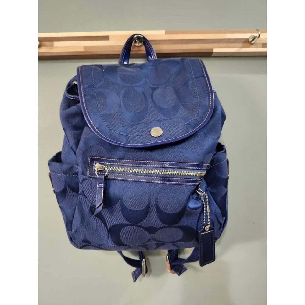 Coach Blue Signature C Canvas Backpack One Size